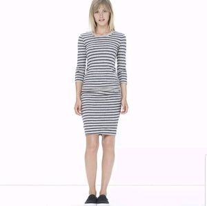 James Perse Navy and Gray Striped Ruched Size 1